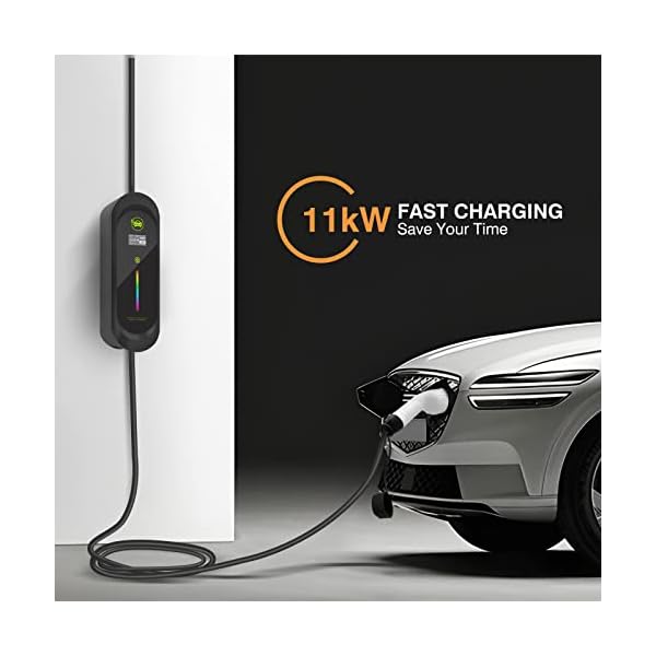 Keruida EV Ladegerät Ladekabel Typ 2 11kw 16A 5 Meter, Tragbares EVSE Mobile Wallbox für Elektroautos Hybrid E-Auto Elektrofahrzeug Ladekabel Elektroauto 3 Phasig 380V, Schaltbarer Strom – Bild 5