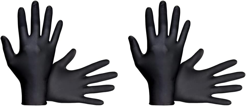 Raven SAS66518 SAS Safety Powder Free Examination Black Nitrile Gloves - 7 Mil Large