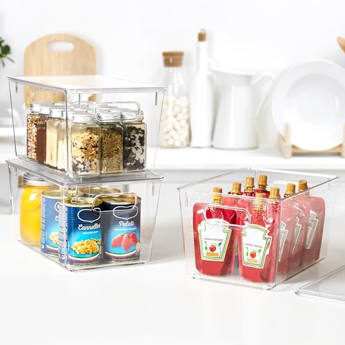 image for Vtopmart 6 Pack Clear Stackable Storage Bins with Lids, Large Plastic 