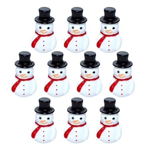Toddmomy 10Pcs Mini Snowman Figurines with Black Top Hat, Small