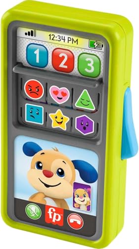 Image of Fisher-Price Baby to Toddler Learning Toy Phone with Lights and Music, 2-in-1 Slide to Learn Smartphone, UK English Version, HNM84 (Pack of 5)