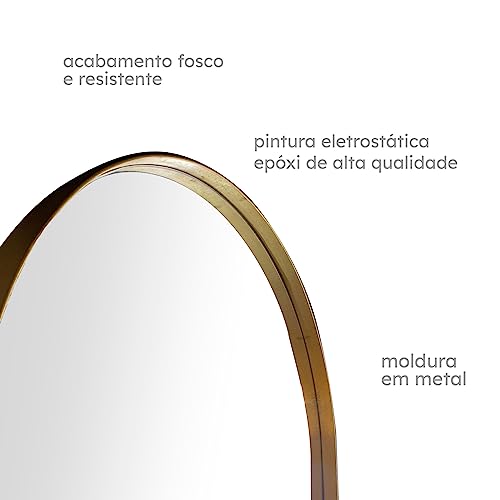 Espelho Corpo Inteiro Retrô Industrial Mod. Metal 150x60cm - Dourado
