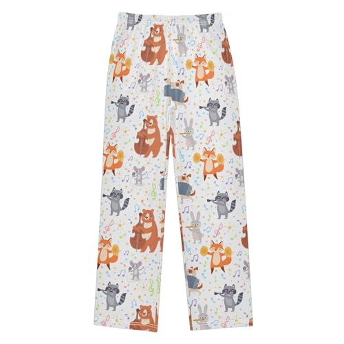 ZZXXB Bear Raccoon Music Note Boys Long Pants Soft Trousers Elastic Waist Kids Lounge Bottoms with Pockets S-XL