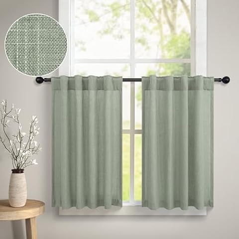 Sage Light Green Kitchen Curtains 30 Inch Cover