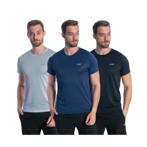 Kit 3 Camiseta Camisa Dryfit Masculino Treino Academia Fitness (BR, Alfa, G, Regular, Preto/Marinho/