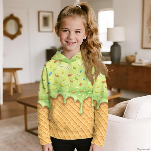 Image of Coloranimal Unisex Girls and Boys Long Sleeve Hoodies Hoody Athletic Pullover Sweatshirts Tops Age 6-16year