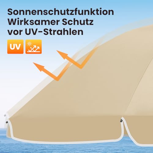 WOLTU Parasol balkonowy φ 175 cm, parasol plażowy odporny na UV, wodoodporny, regulowana wysokość, składany pod kątem 45°, ochrona przeciwsłoneczna balkon taras plaża ogród, okrągły, taupe