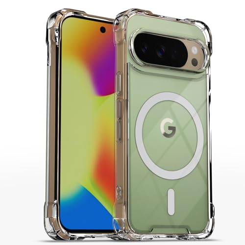 Image of Amazon Basics Back Cover for Google Pixel 10 Pro XL 5G Mag-Safe Shockproof PC + TPU Protective Case Magnetic Support Bumper Case (Transparent Mag-Safe)