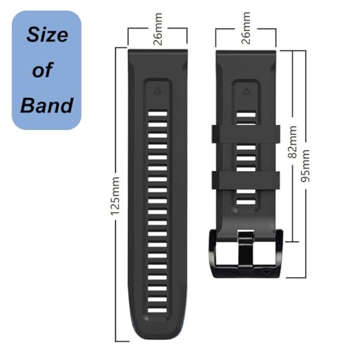 26mm Watch Band for Garmin Fenix 7X/Fenix 6X/Fenix/5X/Fenix 3/Fenix 3 HR, Soft Silicone Band Strap Wristband with Quick Fit for Garmin Smart Watch (Black) by Emilydeals - Used condition - Image 4