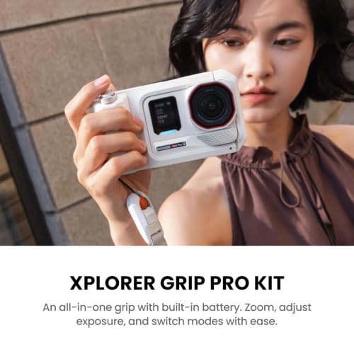 Image of Insta360 Ace Pro 2 Arctic White Limited Edition Flash Print Bundle - 8K Waterproof Action Camera Co-Engineered with Leica, 1 /1.3 inch Sensor, Leading Low Light, Xplorer Grip Pro Kit for Street Photography