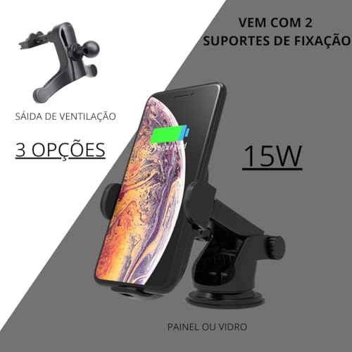 Suporte Veicular Carregador Sem Fio Celular Wireles Qi Carro