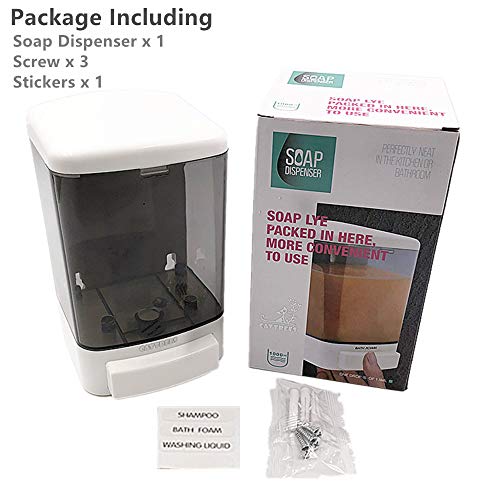 Image of Manual Soap Dispenser Kitchen Bathroom 33.8oz /1000ml Wall Mounted Hand Commercial Soap Dispenser for Liquid Containers Shampoo Gel Chamber Plastic (Black)