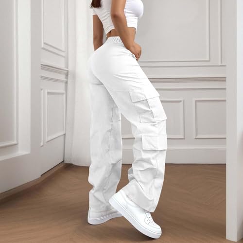 Women High Waisted Wide Leg Cargo Pants with Pockets Baggy Stretchy Casual Hiking Pants Y2K Streetwear Travel Outfits3