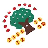 FRCOLOR Juguete Educativo Manzana de Fieltro No Didáctico de Números para Edad Preescolar para Aprendizaje Jardín de Infantes y Desarrollo