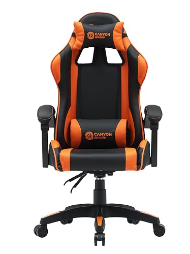 CANYON Core SGCH2 Chaise de jeu ergonomique en cuir synthétique avec dossier réglable de 90° à 135°, cadre en métal durable, appui-tête et coussins...