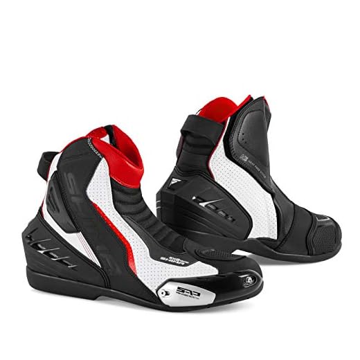SHIMA SX-6 Men, Scarpe Moto Uomo | Rinforzate Stivali Moto Uomo in Pelle, Supporto alla Caviglia, Suola Antiscivolo, Impugnatura del Cambio (Bianco, 42)