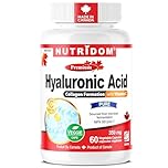 Nutridom Hyaluronic Acid Supplements, 200mg of Hyaluronic Acid with 150mg of Vitamin C, Non-GMO, Vegan, Gluten-free, Made in Canada (60 Count)