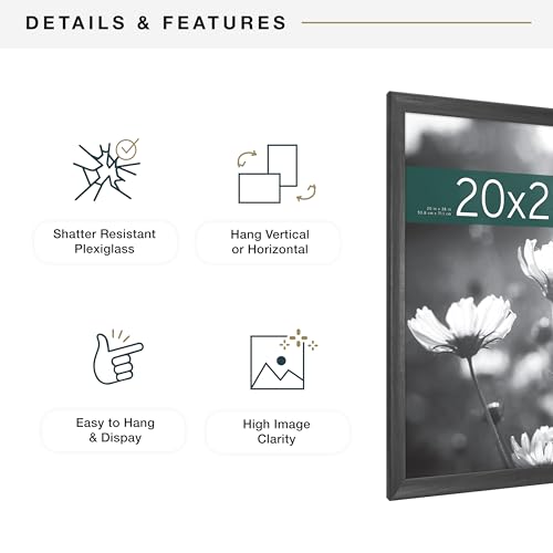 MCS Studio Gallery Classic 20x28 Poster Frame Black Woodgrain, Vertical & Horizontal Wall Hanging Large Picture Frame for Photos, Posters & Art Prints (1-Pack)