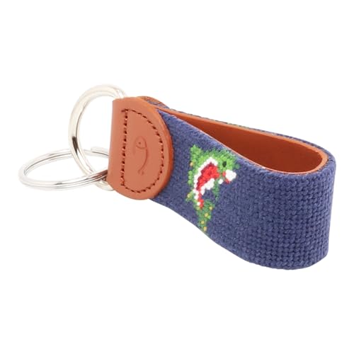 Image of Leather Hand-Stitched Needlepoint Key Fob or Key Chain