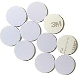 10 NFC Tags | NXP Chip NTAG215 | Memoria de 504 Bytes | Etiquetas Redondas Blancas | PVC Duro y Pegamento 3M | Alta Potencia de escaneo | Compatible con Avec Tagmo Amiibo