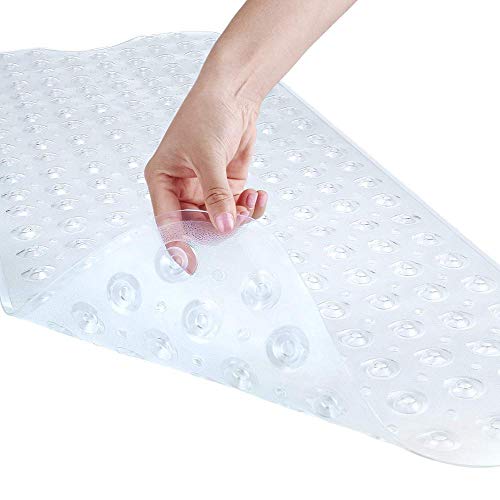 WENGTY Nonslip Soft Rubber Bath Mat for Bathtub and Shower, Anti Slip Bath Mat 100 x 40 cm - Transparent White