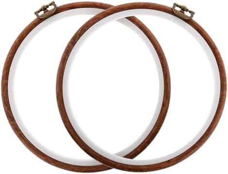 DIVINA VITAE 2 Pack Cross Stitch Hoop Imitated Wood Embroidery Frame Embroidery Hoops 6 Inch Round Plastic Embroidery Hoop for Art Craft Sewing and Hanging Ornaments Decor