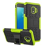 RioGree Phone Case for Samsung Galaxy J2 / Core / J2 Dash /J2 Pure Case, Heavy Duty Cell Phone Shockproof with Kickstand Cover Skin TPU,Green
