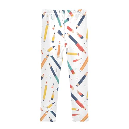 Pencil Pattern Girls Leggings Ultra Soft Compression Yoga Gym Pants for Kids 4-10T2