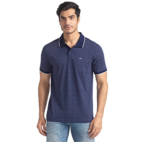 Image of Colorplus Men's Pure Cotton Print Pattern Tailored Fit Polo Neck Half Sleeve Casual T-Shirt