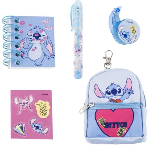 CERDÁ LIFE'S LITTLE MOMENTS Set de papeterie mini sac à dos Stitch Dimensions 19,5 x 22,5 x 4,5 cm, Sac à dos unisexe pour enfants, Mod. 83
