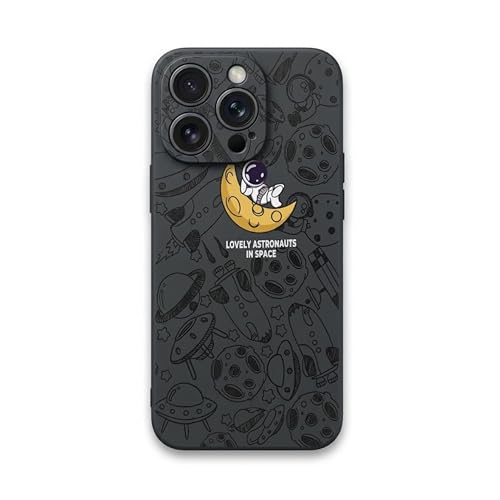 Image of Cosmic Silicone Astronaut Case for iPhone 14 Pro Max, Cute Soft Touch Designer Protective Cover, AstroShield Shockproof Defense with Matte Anti-Slip Grip | Lunar Eclipse