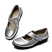 Oviaric Women's Classic Comfort Silver Mary Jane Flats Fashion Casual Dress Shoes Cute Closed Toe Slip On Lightweight Breathable Walking Shoes 9 M US 1904-YIN090