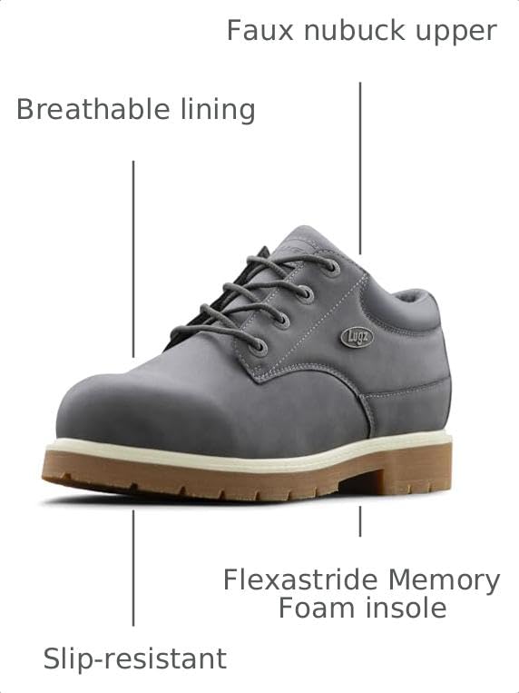 Lugz Men's Drifter Lo LX Oxford Work Boot, Charcoal/Steel Grey/Gum/Cream, 7 M - image 3