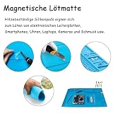 Magnetyczna mata lutownicza, 55 x 35 cm, magnetyczna mata do naprawy elektroniki, silikonowa mata lutownicza, odporna na wysokie temperatury, mata naprawcza, antystatyczna, do aparatu, laptopa