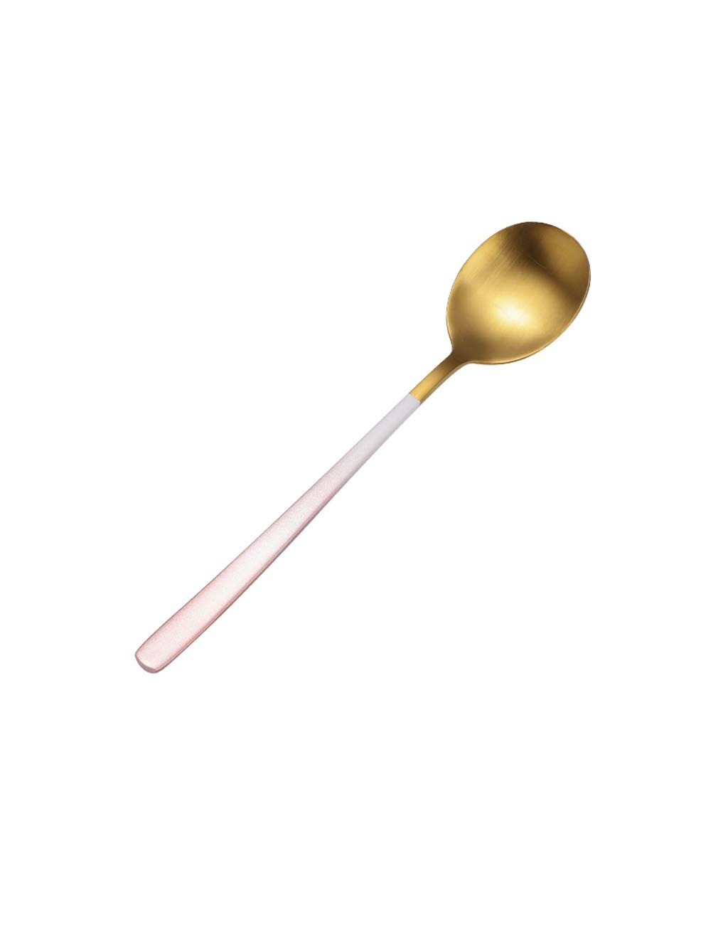 Cuillère à soupe en acier inoxydable 304 à long manche anti-glisse rose