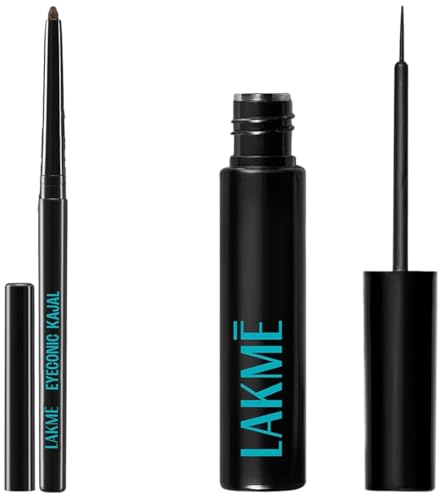 Image of LAKME Eyeconic Matte Kajal Brown (0.35G) & Liquid Eye Liner Black (4.5ml) - Waterproof, Smudge Proof, 24 Hrs Wear, Transfer Proof