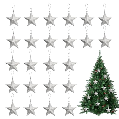 24 Stück Weihnachtsbaum Stern Deko, Weihnachtsdeko Baum Stern...