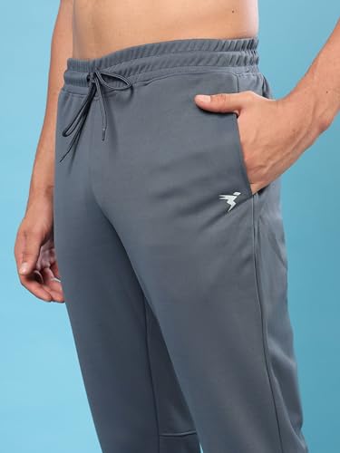 Image of TECHNOSPORT Men Mid Rise Solid Regular Fit Track Pant with Technodry, Antimicrobail for Gym, Workout, Sports and Regular Use