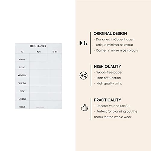 Design Letters Planejador semanal de alimentos (branco) - Organize suas refeições com antecedência,