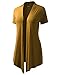 BH B.I.L.Y USA Women's Classic Asymmetrical Front Short-Sleeve Drape Cardigan Mustard XX-Large