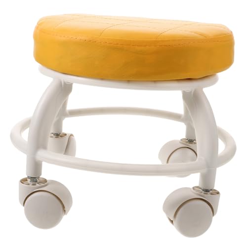 Ipetboom Roller Seat Stool Low Pedicure Chair Foot Stool Wheels 360° Swivel Pu Material for Home Office Garage