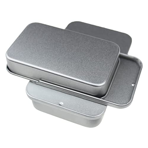 Image of Goodma 24-Pack Slide Top Rectangular Metal Tin Containers, Silver