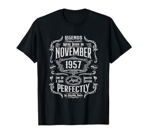 Vintage 68th Birthday Legends were Born in November 1957 T-Shirt