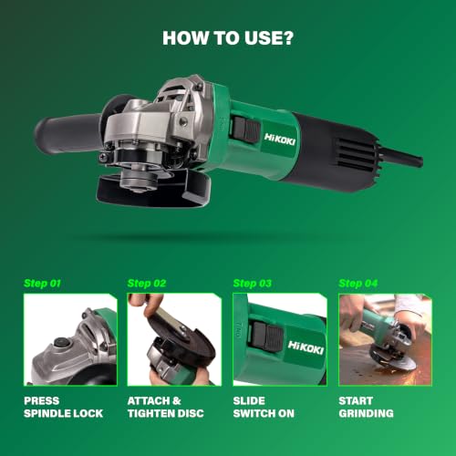 Image of HIKOKI G10MGES9Z 100 mm Ac Angle Grinder | 1100W Powerful Motor | 11000Rpm | Compact And Light Weight