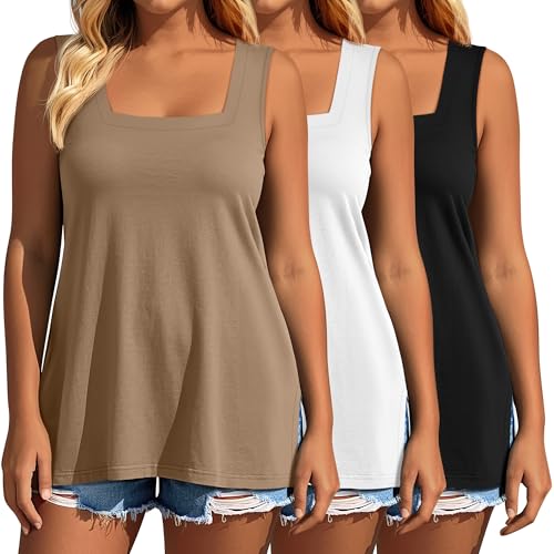 Evervibe 3 Pack Women's Plus Size Tank Tops 1X-5X, 3-Color, 3X-Large