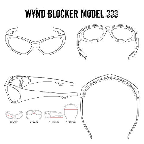 WYND Blocker Wind Resistant Sunglasses Motorcycle, Sports, Driving, Cycling Wrap (Black Matte, Yellow)3