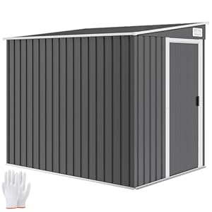 Outsunny Metall Gerätehaus 2, 1m² 154x206, x181 cm Geräteschuppen mit Pultdach Fundament Schiebetür wetterfest Gartenhaus Outdoor Garten Schuppen Schrank für Hinterhof Außenbereich Dunkelgrau