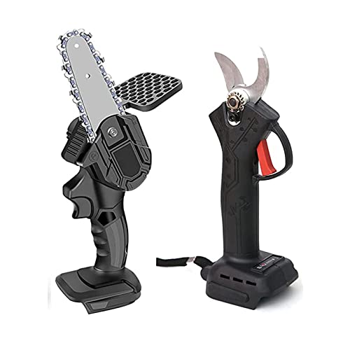 Elektrische Gartenschere Akku Elektrische Astschere Tragbare Elektrische Kettensäge, MAX 30*12mm Schnittdurchmesser, Kompatibel mit 18-V-Batterien, Professionelle Elektrische schere + Akku Kettensäge Cover