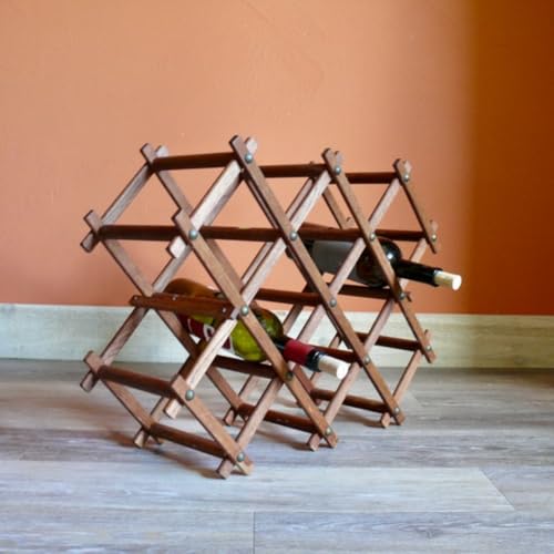 Soporte para 8 Botellas de Vino de Madera de Teca Plegable miniatura 1