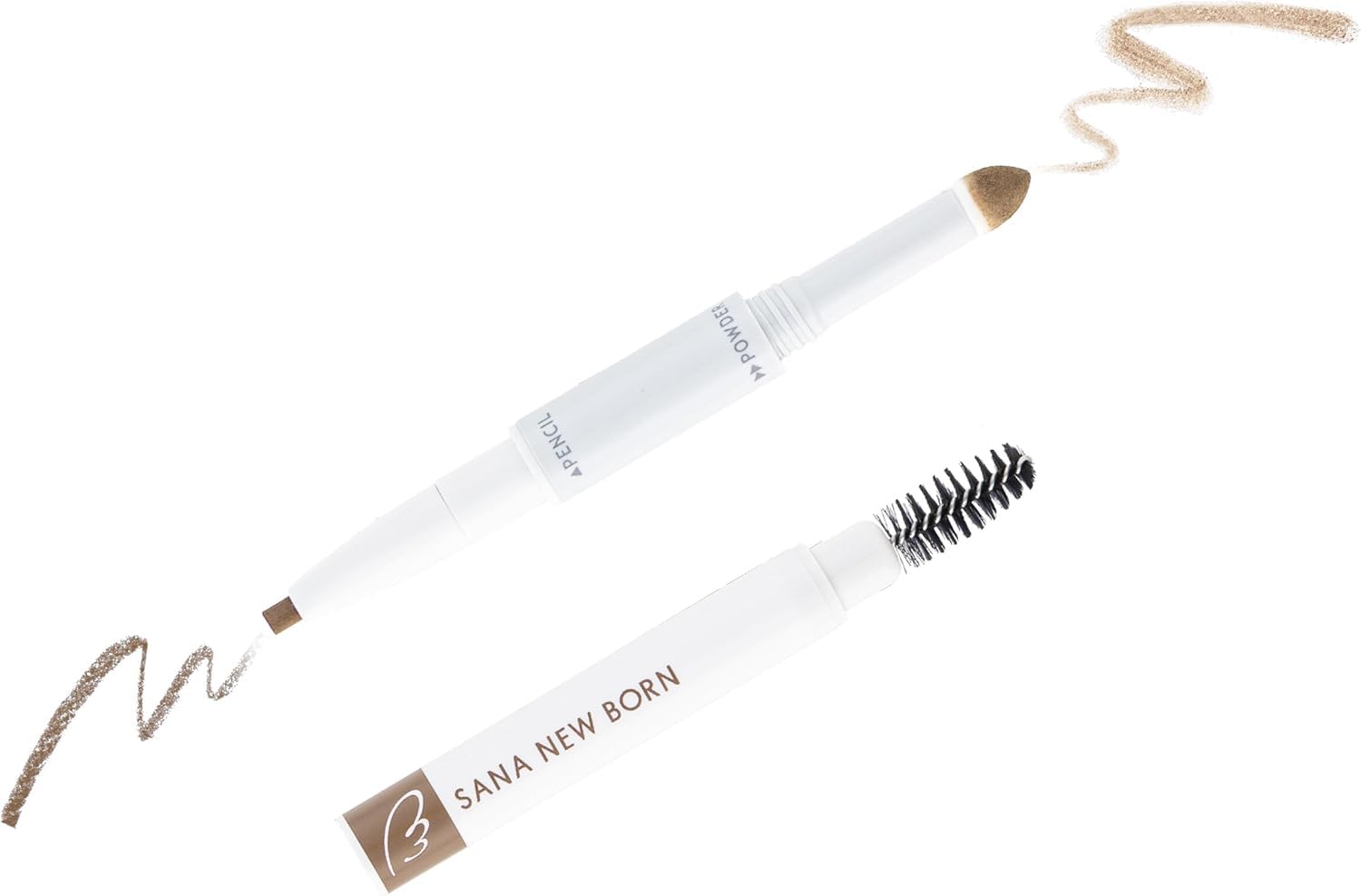 NEW BORN Perfect Eyebrow 04 Greige Brown – Lápiz de cejas con polvo y cepillo – Tono gris marrón natural – Maquillaje de cejas 3 en 1 – Fabricado en Japón